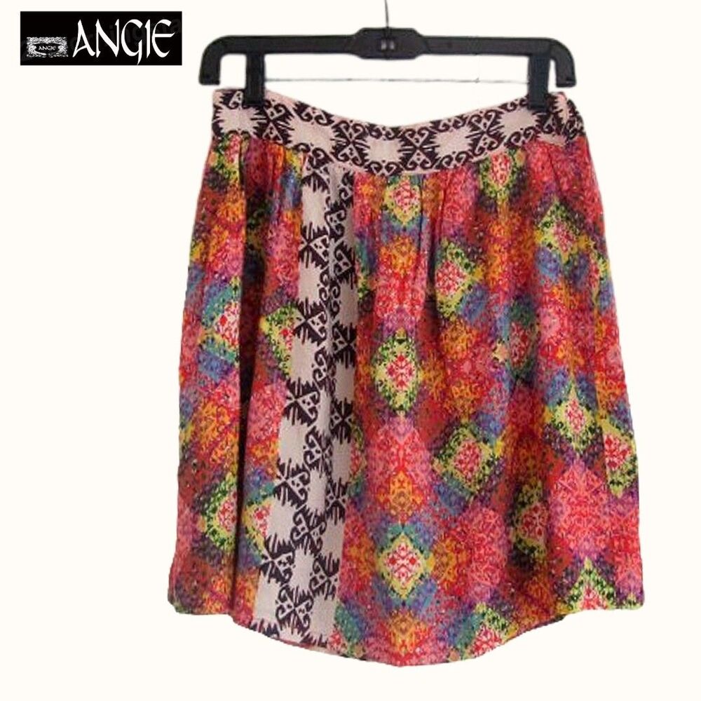Angie NWT Boho Medallion Flare Mini Skirt L Fits M Festival